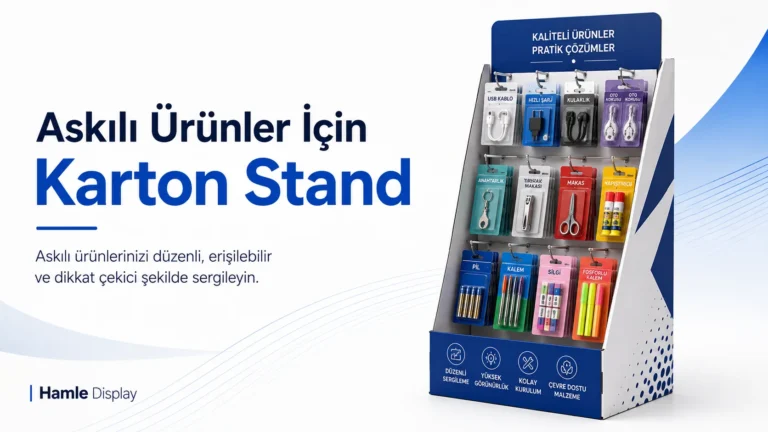 askili urunler icin karton stand